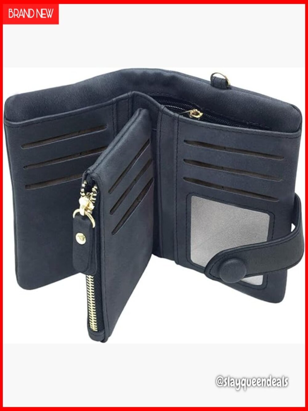 Small Bifold RFID Wallet with Wrist Strap, Soft PU Leather, 16 Card Slots